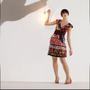 Anthropologie Moulinette Soeurs Silk Bright Floral Print Dress Size 0